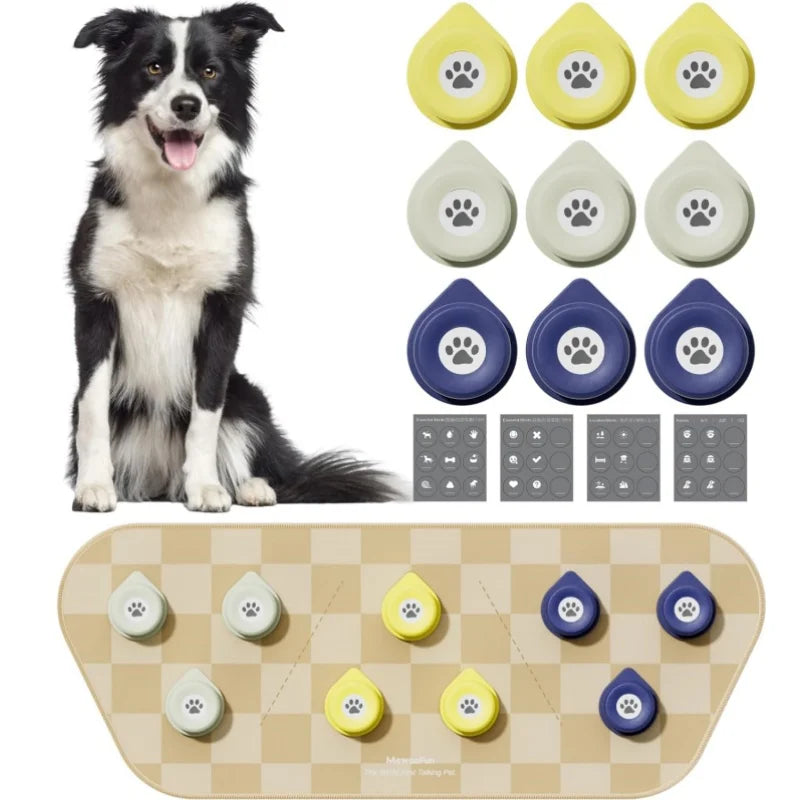 Dog Talking Button Set with Mat  Basic Get Started Kit Rechargeable 12 Packs