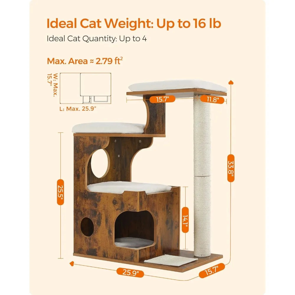 Cat Tower, Medium Tree with 3 Beds and Cave