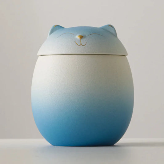 Blue Urn for Pet Ashes- Cat Shape Memorial Cremation Urns