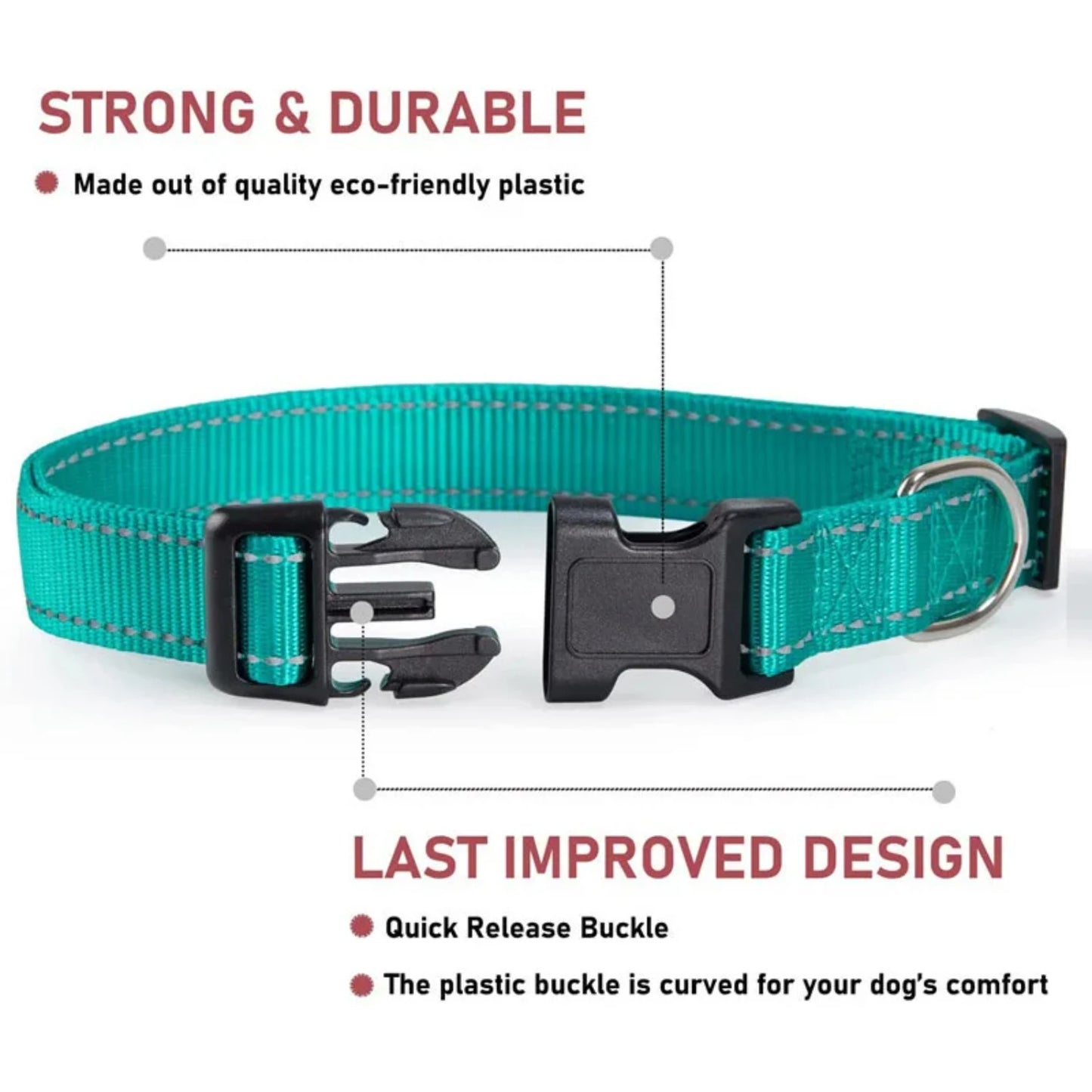 reflective nylon dog collar strap.