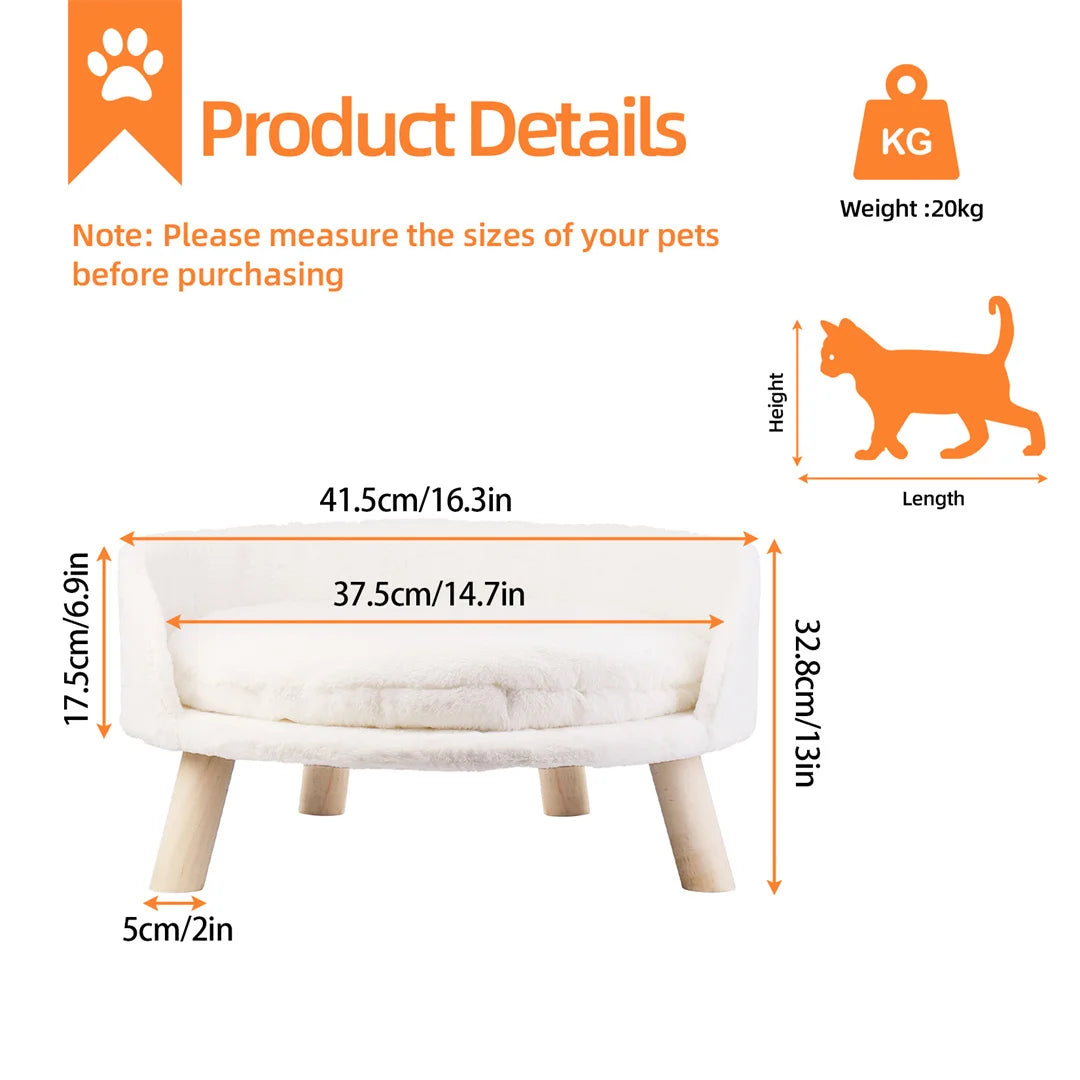Luxury Cat/Dog Chair Bed Stool Wood Legs