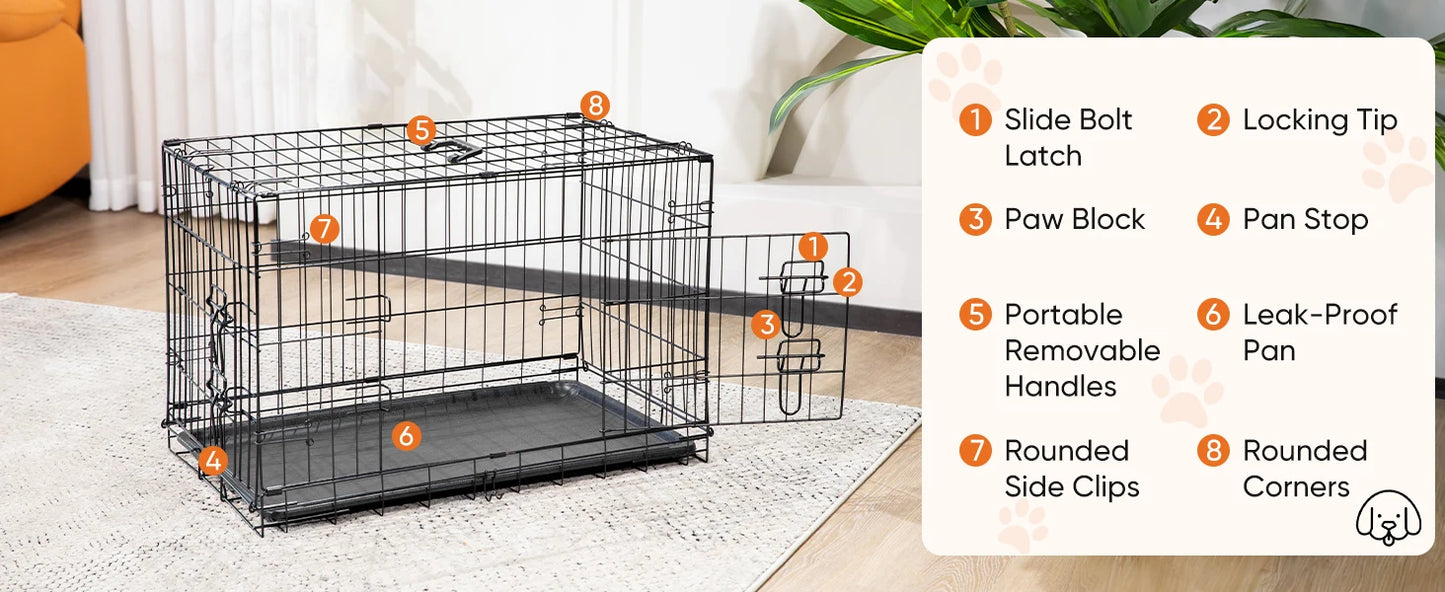 48 Inch Double Door Folding Metal Wire Dog Kennel