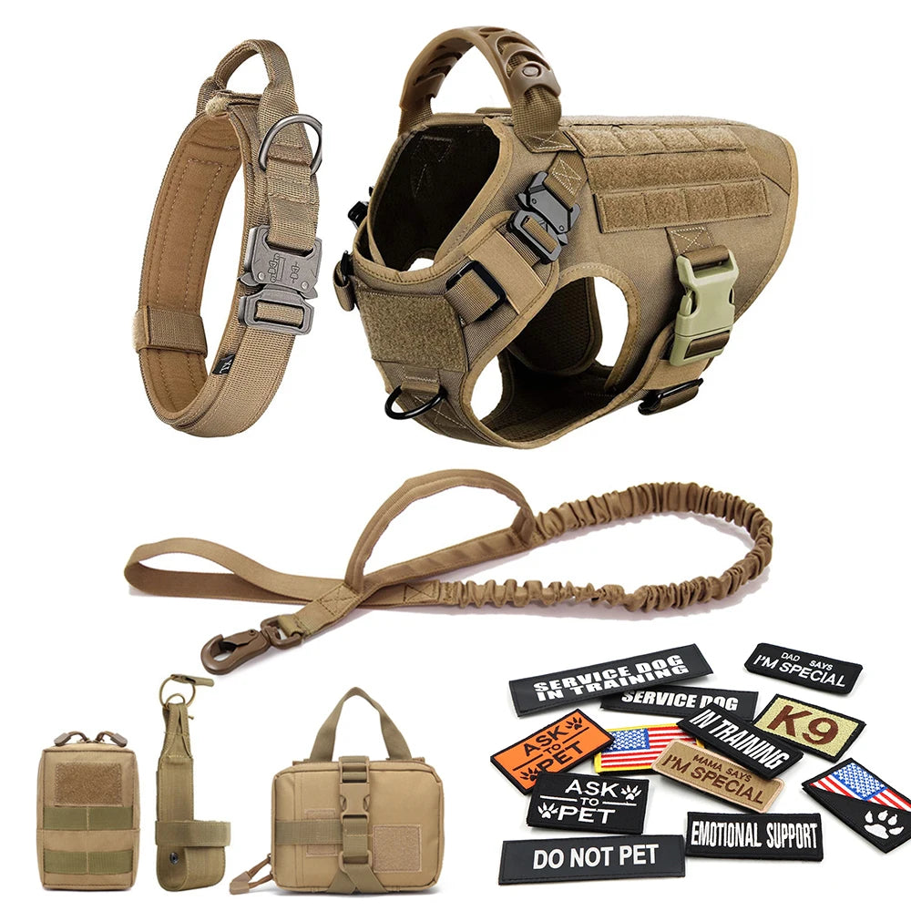 Military Dog Harness Collar Leash