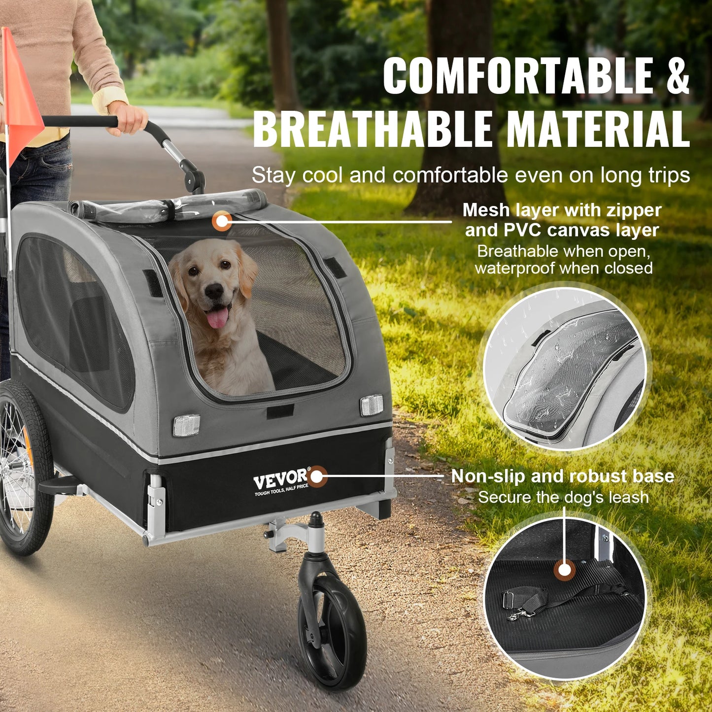 88 lbs 2-in-1 Pet Stroller Cart Dog Bike Trailer with Wheels