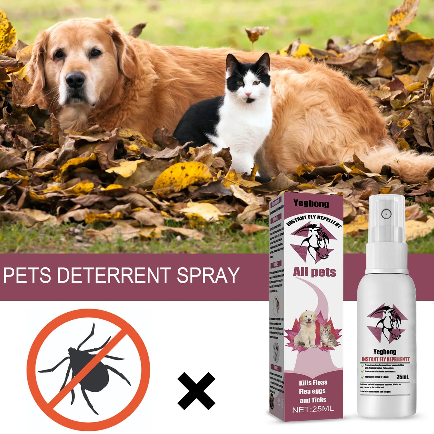 Pet Skin Spray Fleas Tick And Mosquitoes Spray For Dogs Cats