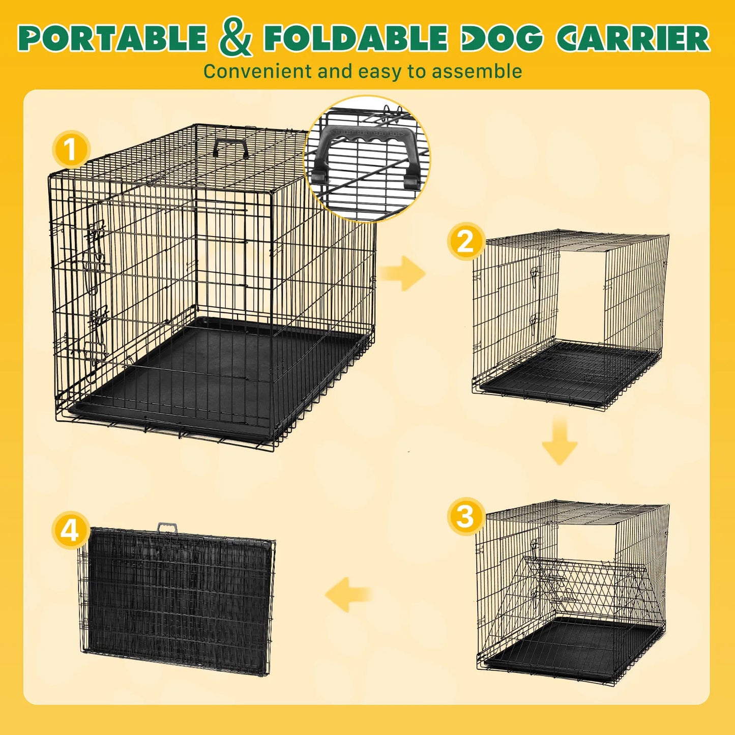 48 Inch Double Door Folding Metal Wire Dog Kennel