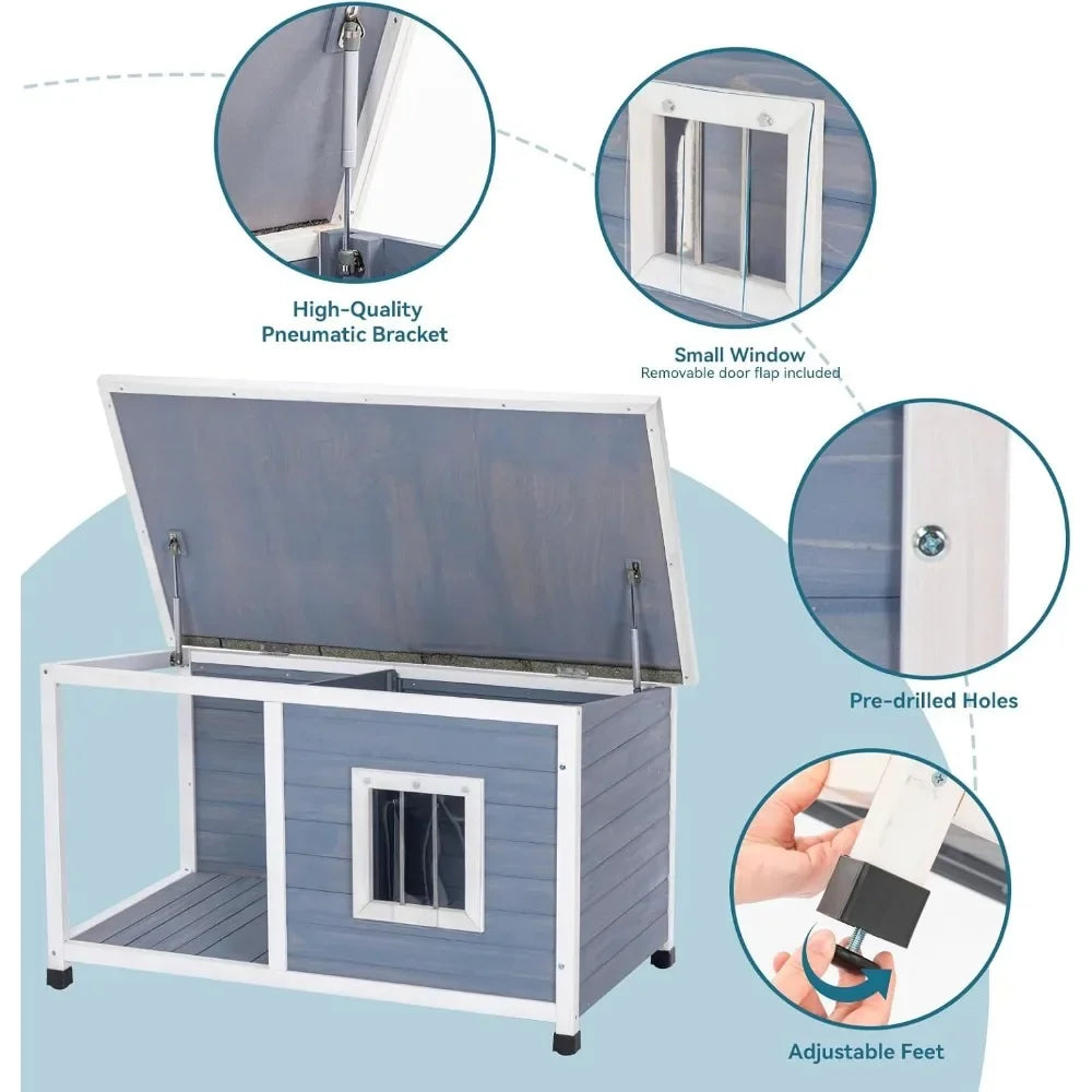 45.5” Outdoor Dogs House Weatherproof for Medium/Small Dogs