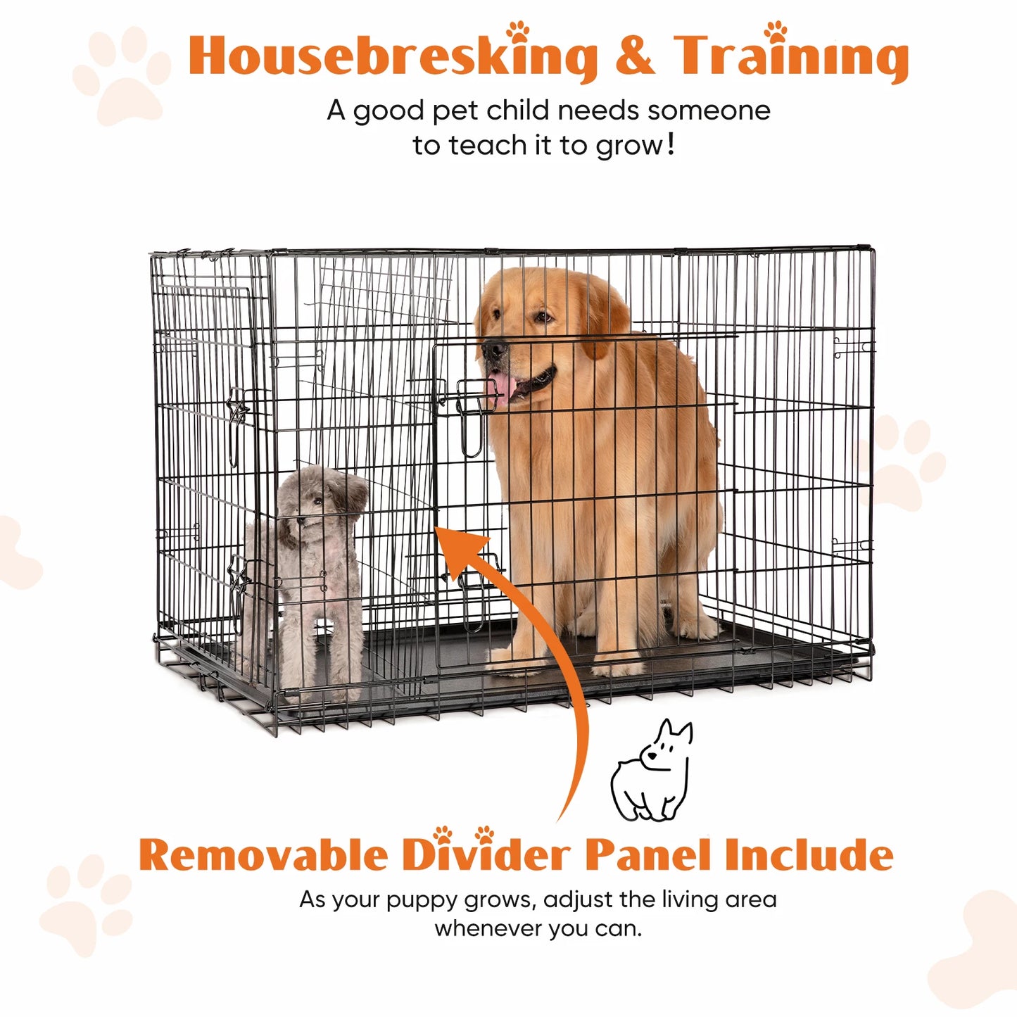 48 Inch Double Door Folding Metal Wire Dog Kennel