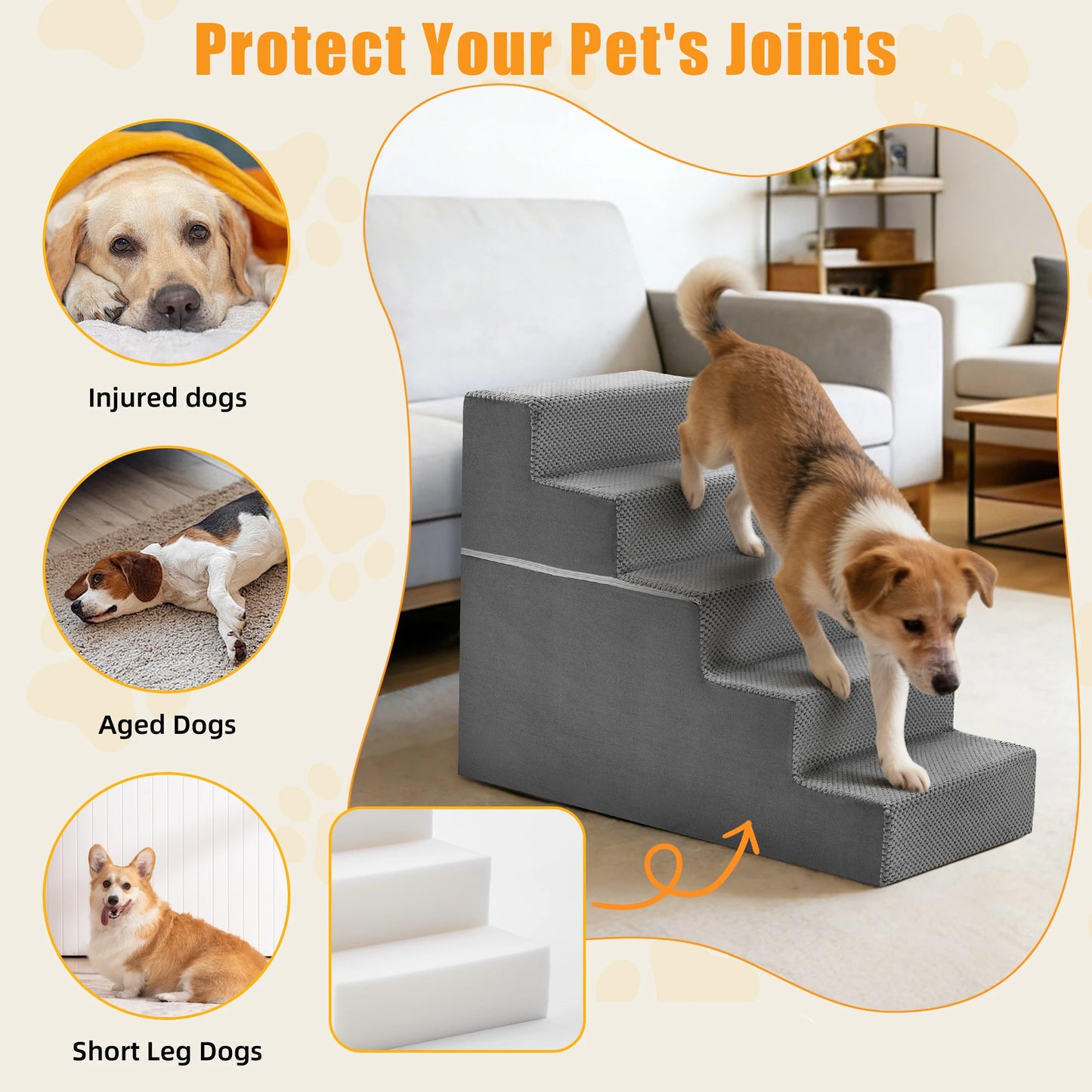 Right Angled Foam Dog Stairs