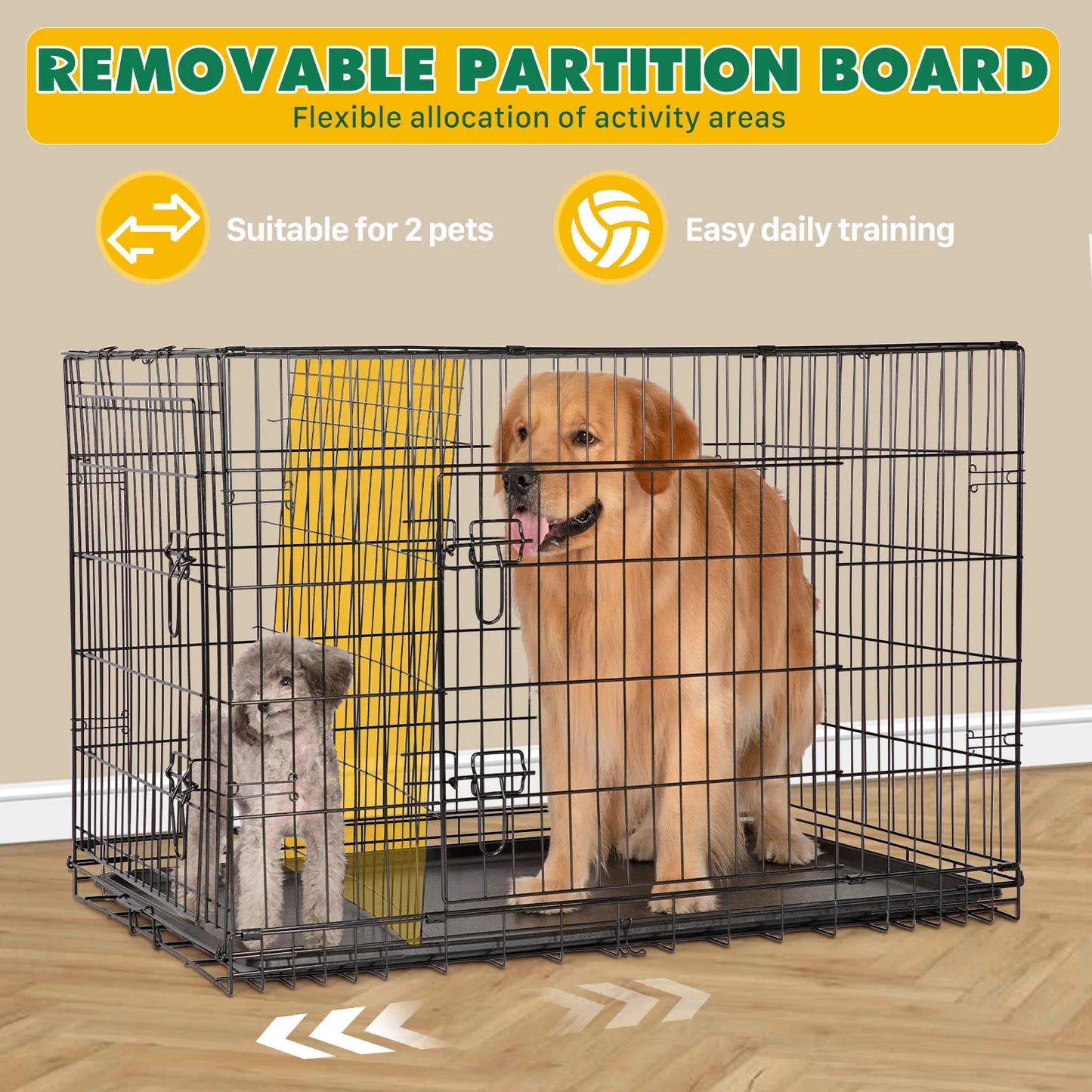48 Inch Double Door Folding Metal Wire Dog Kennel