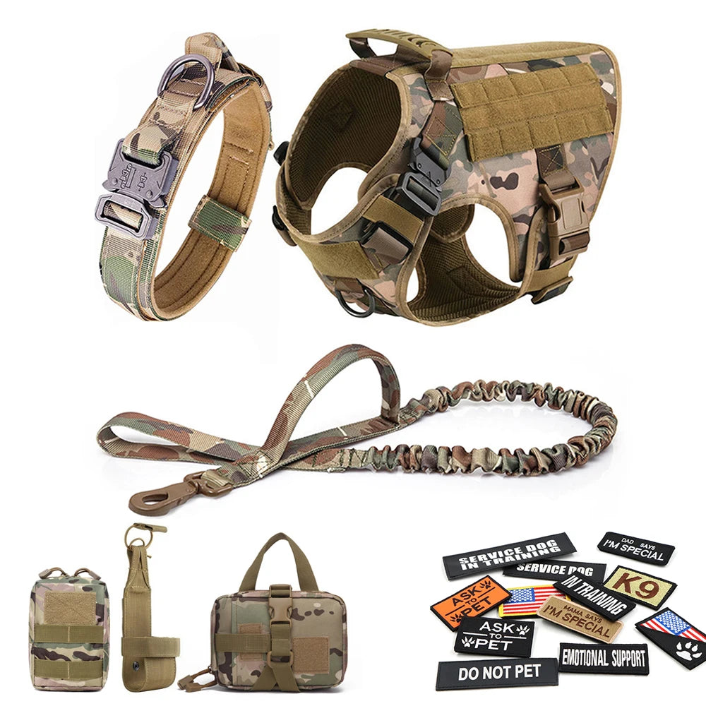 Military Dog Harness Collar Leash