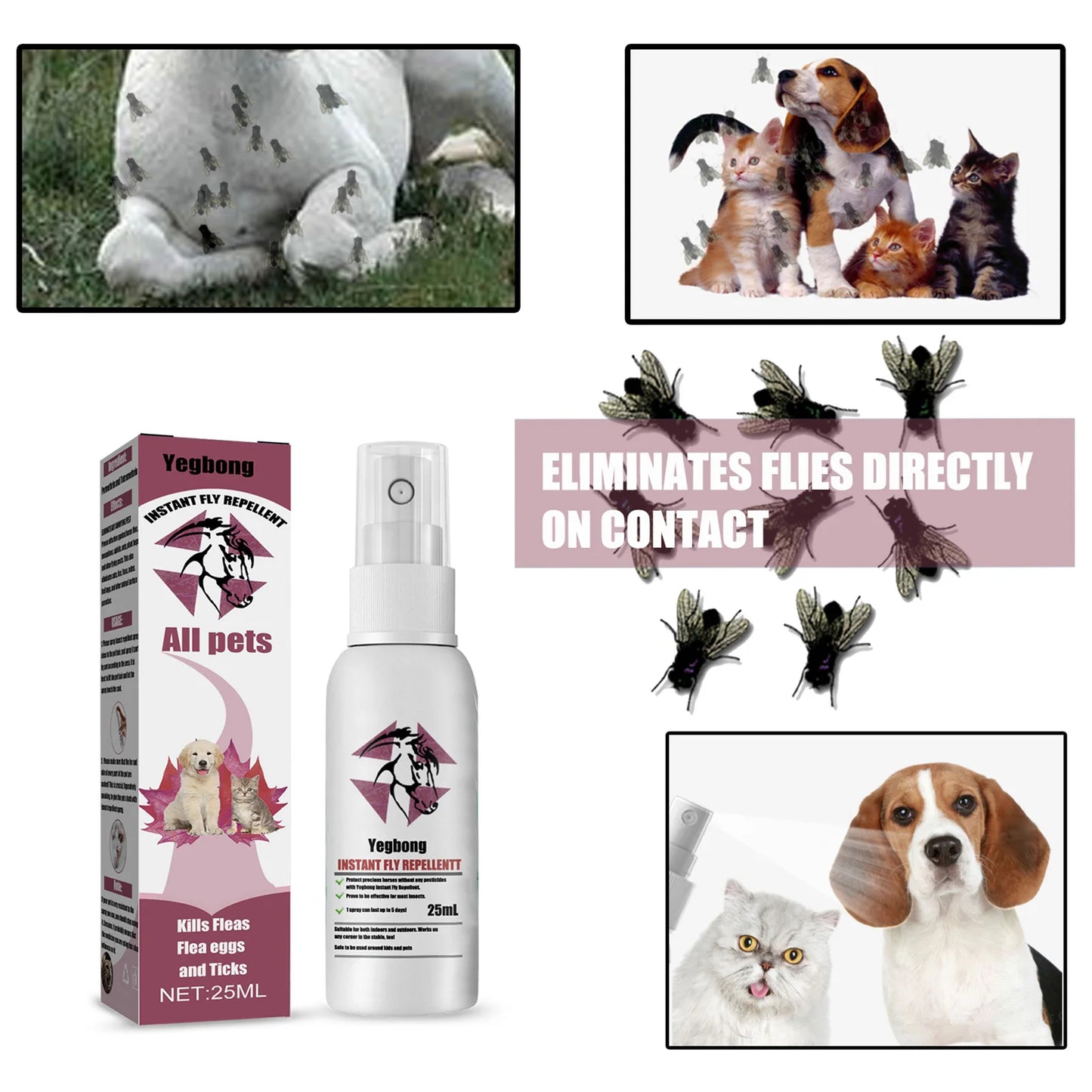 Pet Skin Spray Fleas Tick And Mosquitoes Spray For Dogs Cats