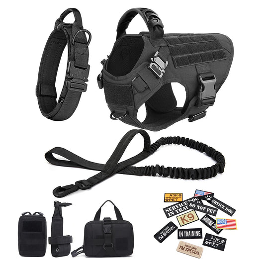 Military Dog Harness Collar Leash
