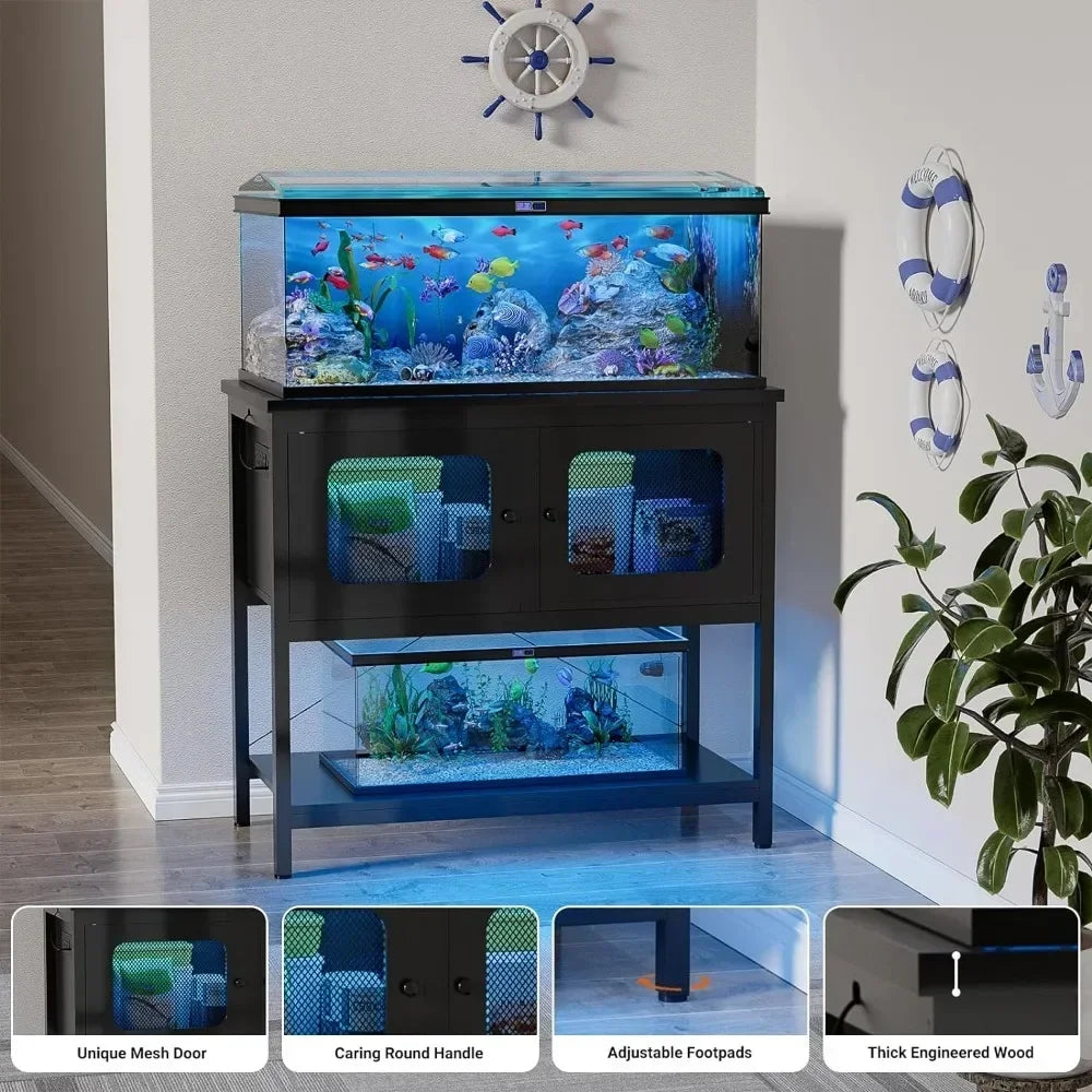 40 Gallon Aquarium Stand with Storage Cabinet, Reptile