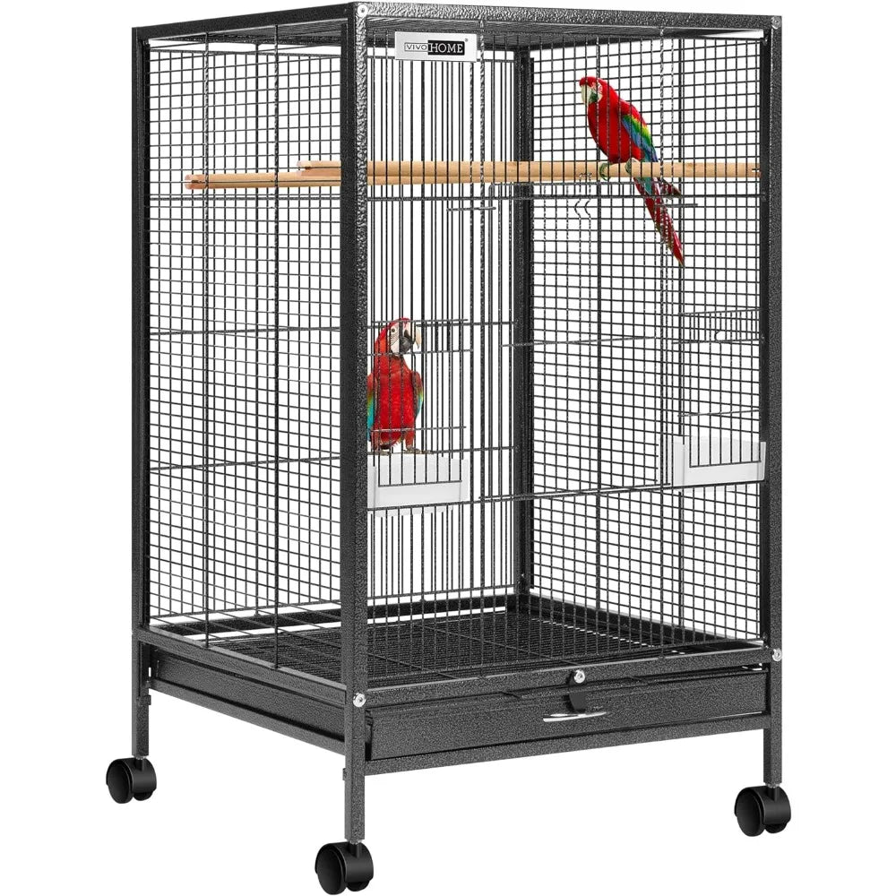 30 Inch Height Wrought Iron Bird Cage with Rolling Stand