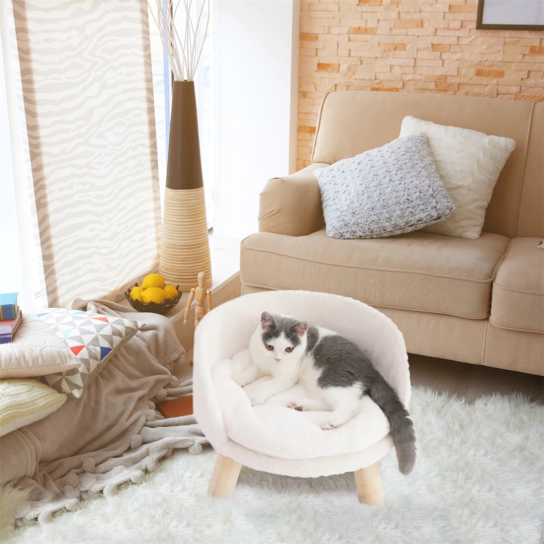 Luxury Cat/Dog Chair Bed Stool Wood Legs