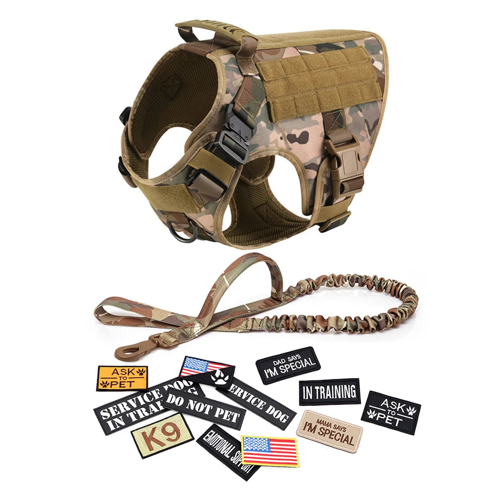 Military Dog Harness Collar Leash