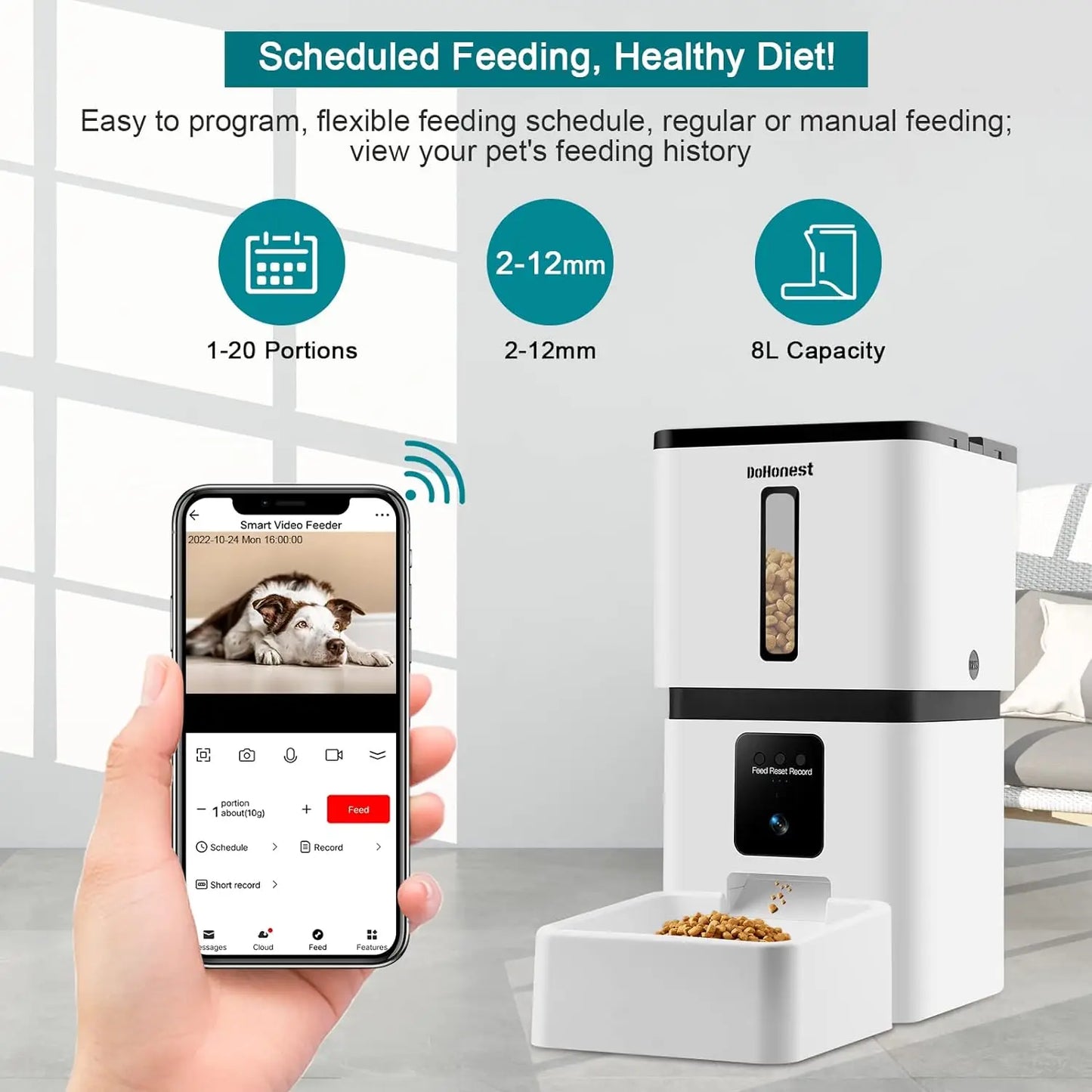 Motion Detection Smart Cat Food Dispenser 1080P HD Video