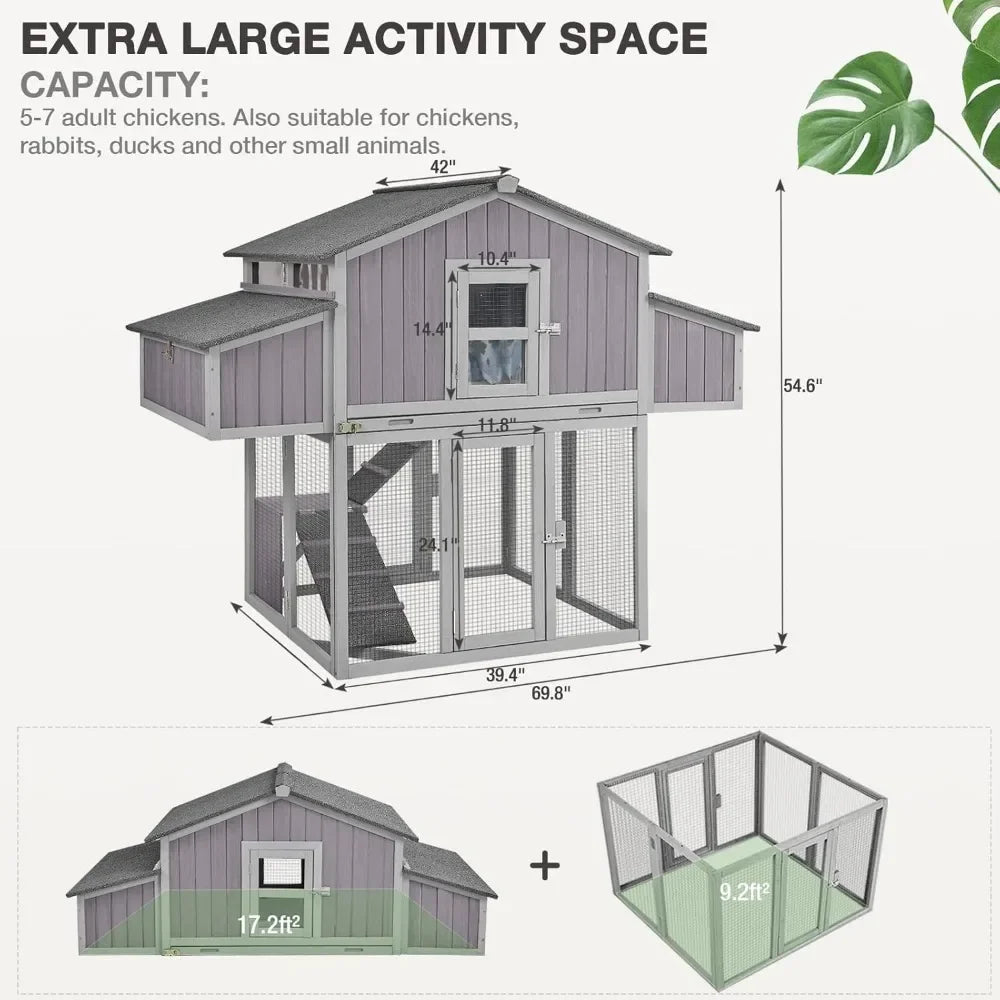 Portable Chicken House for Outdoor with Two Nesting Box