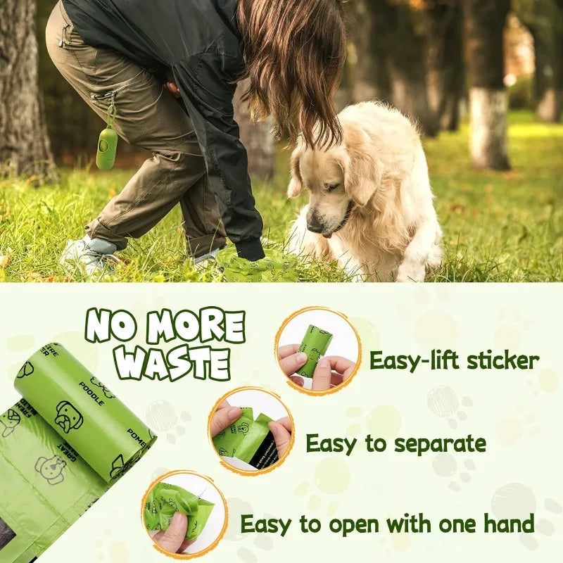 Thick Waste Dog Poop Bag Set with Dispenser & Leash Clip (180PCS)