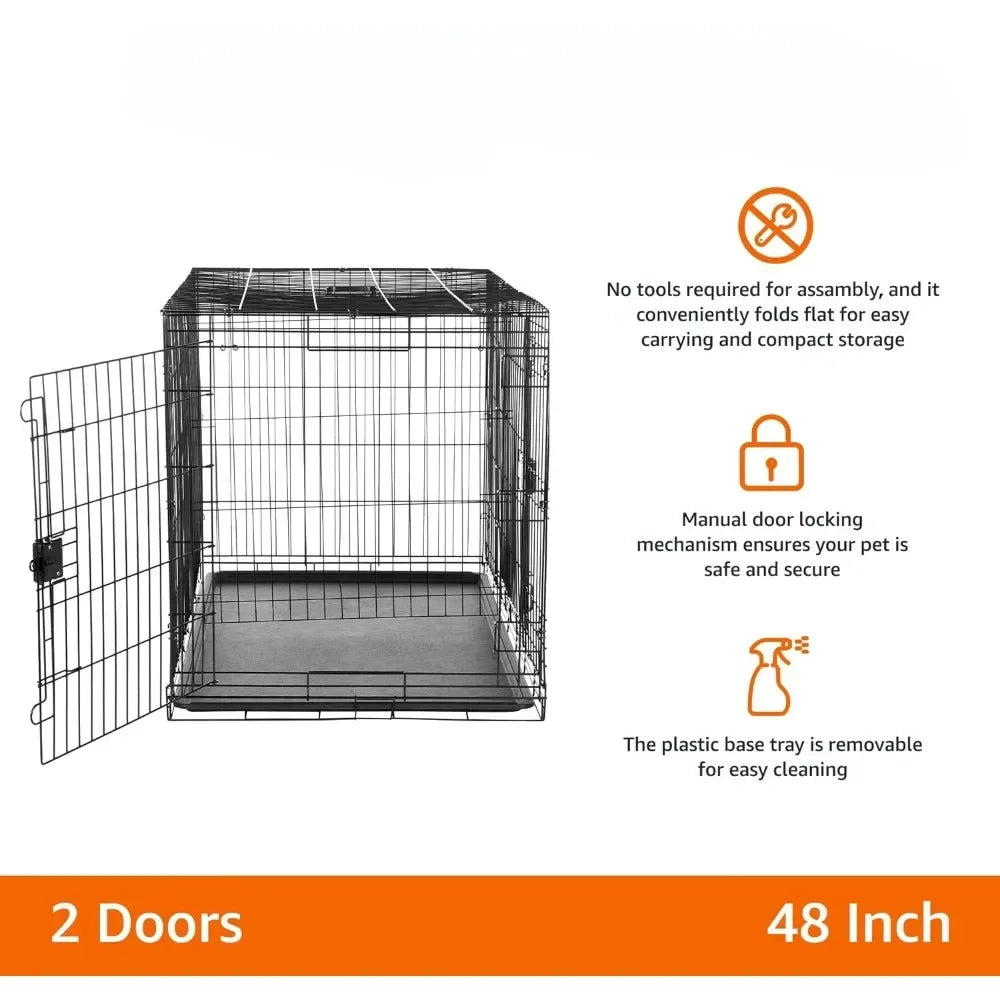 Double Door Dog/Cat Cage 48 X 30 X 32.5 Inches