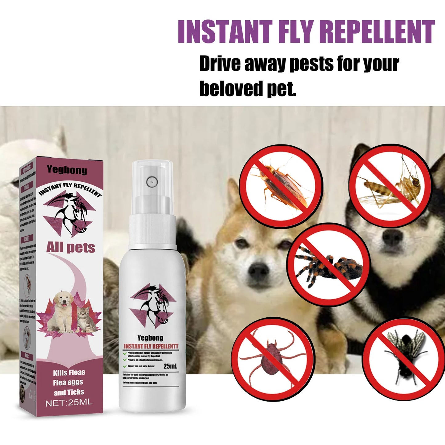 Pet Skin Spray Fleas Tick And Mosquitoes Spray For Dogs Cats