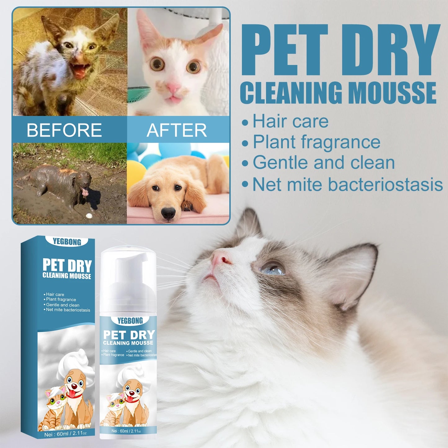 Pet Dry Cleaning  Shampoo Waterless