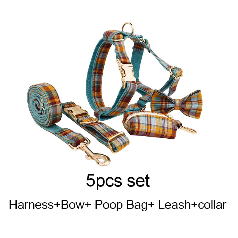 Dog Collar Leashes Harness Bow Set