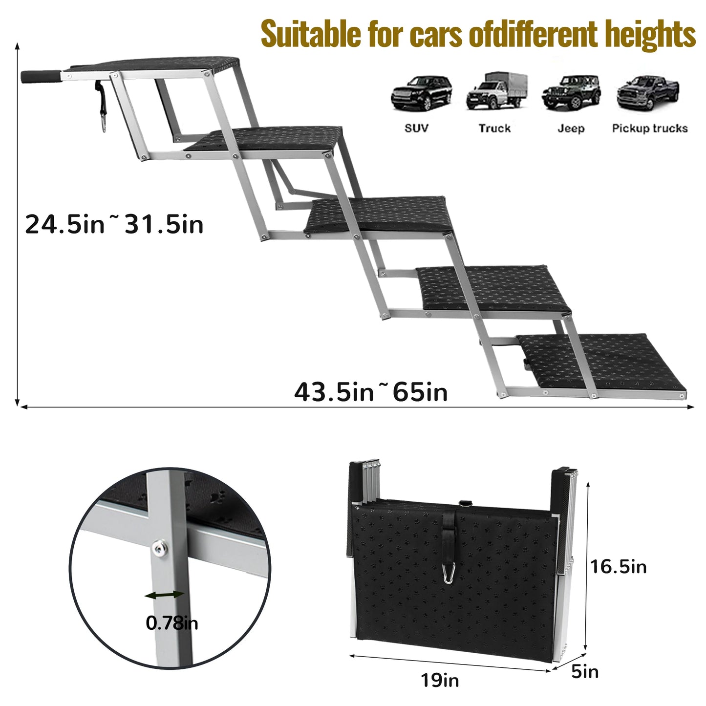 Adjustable Foldable Dog Stairs Set