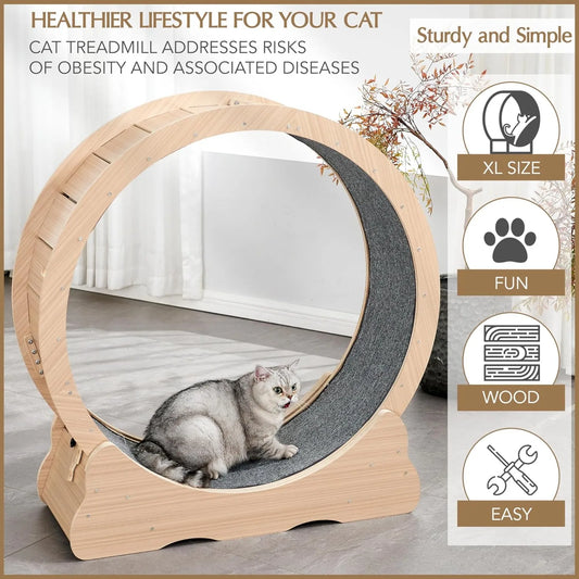 Natural Color Cat Exercise Treadmill Wheel for Indoor Cats