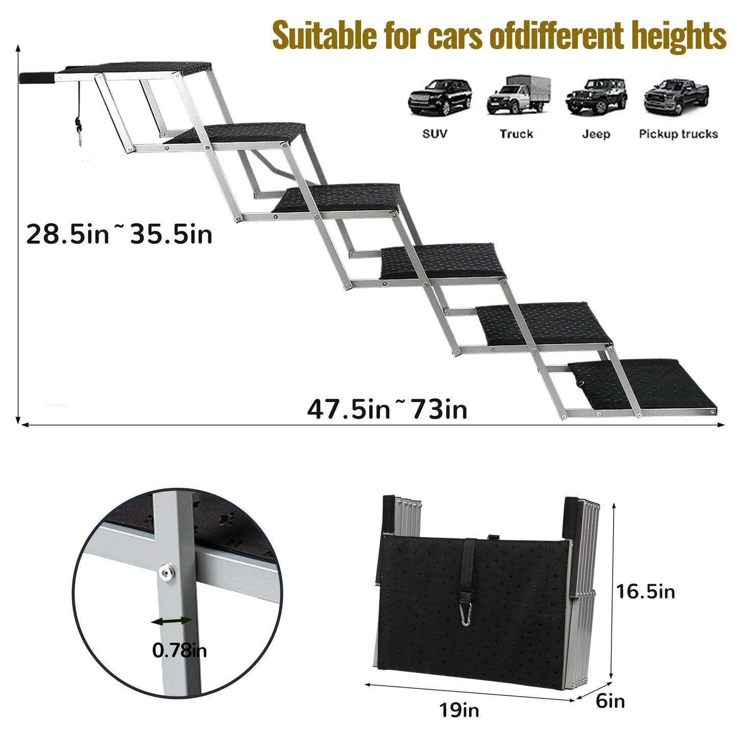 Adjustable Foldable Dog Stairs Set
