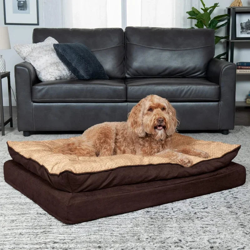 Orthopedic Dog Bed for Large Dogs w/ Pillow Cushion Top & Removable Washable Cover, For Dogs Up to 95 lbs - Minky Plush & Suede