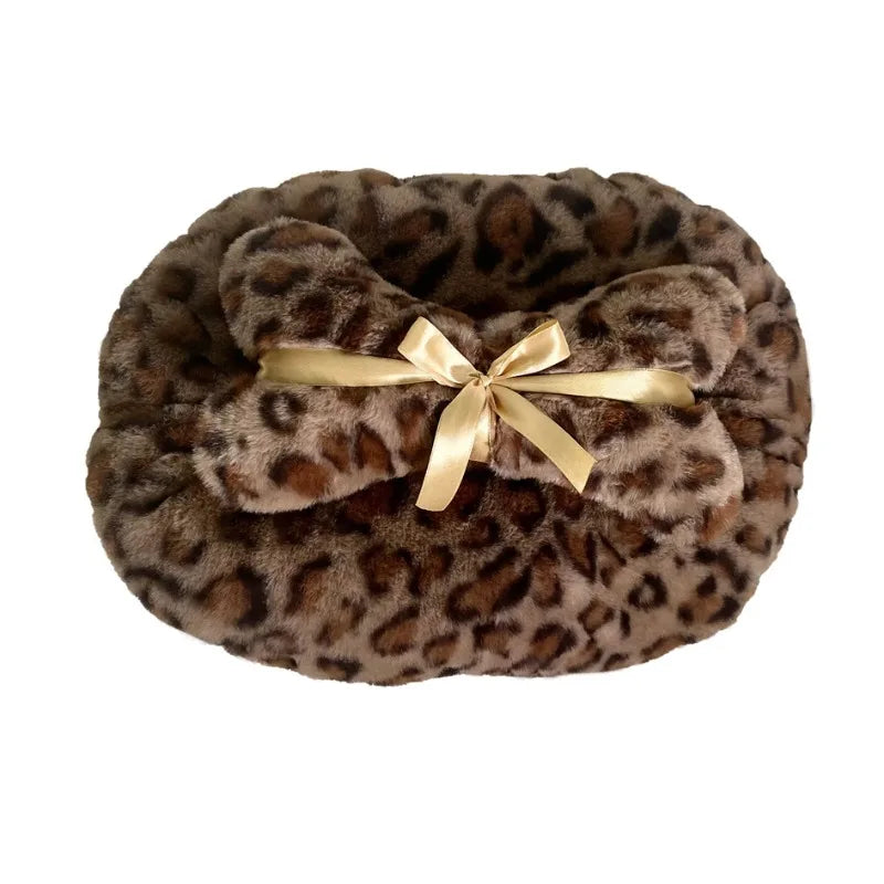 Leopard Princess Cat Dog Bed - Small