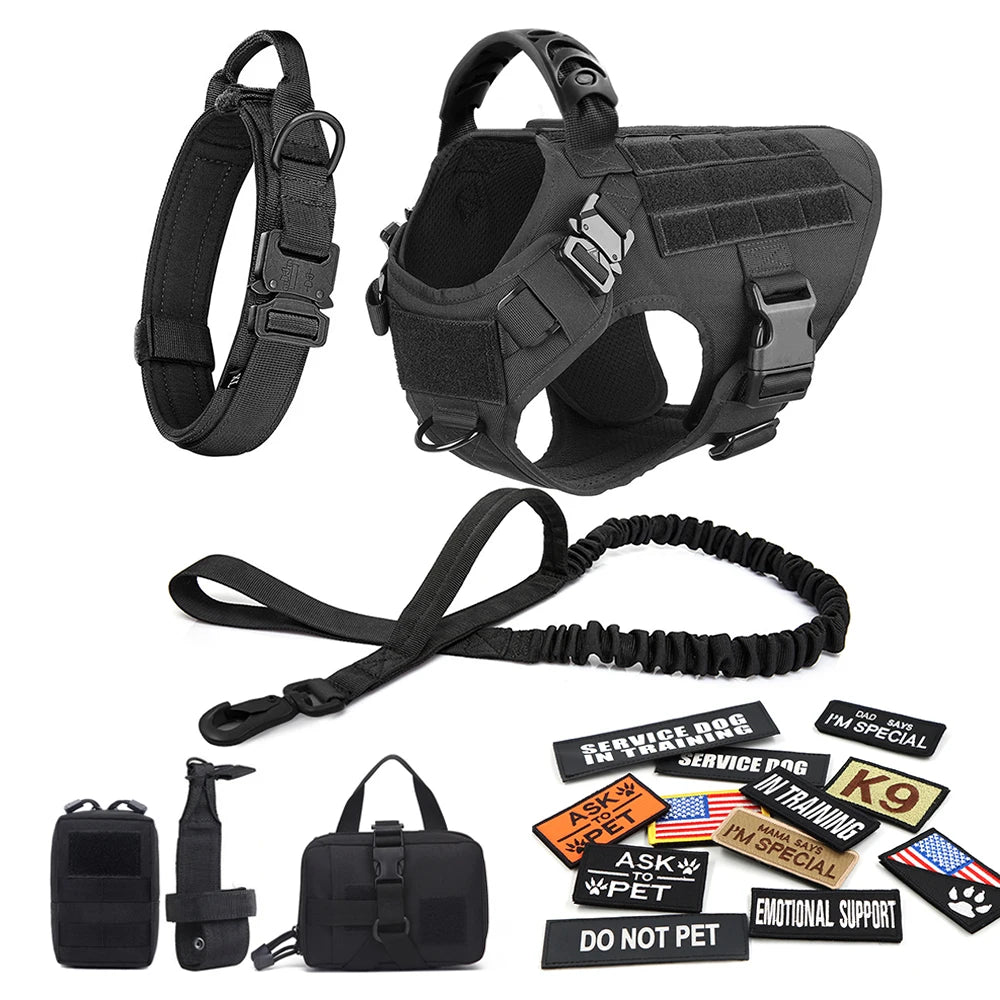 Military Dog Harness Collar Leash