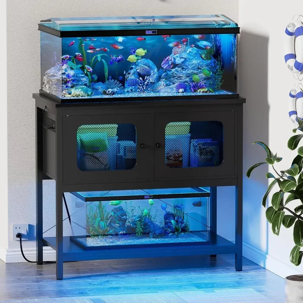 40 Gallon Aquarium Stand with Storage Cabinet, Reptile