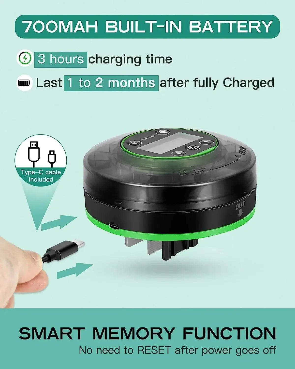 Food Dispenser with Timer Rechargeable Timer Feeder with LCD Display