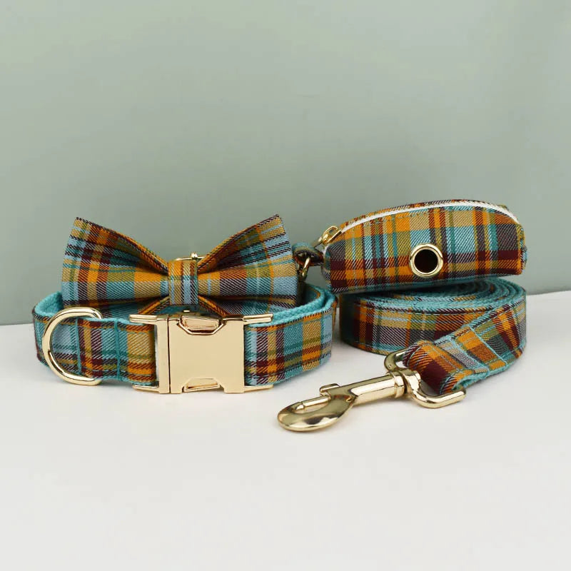 Dog Collar Leashes Harness Bow Set