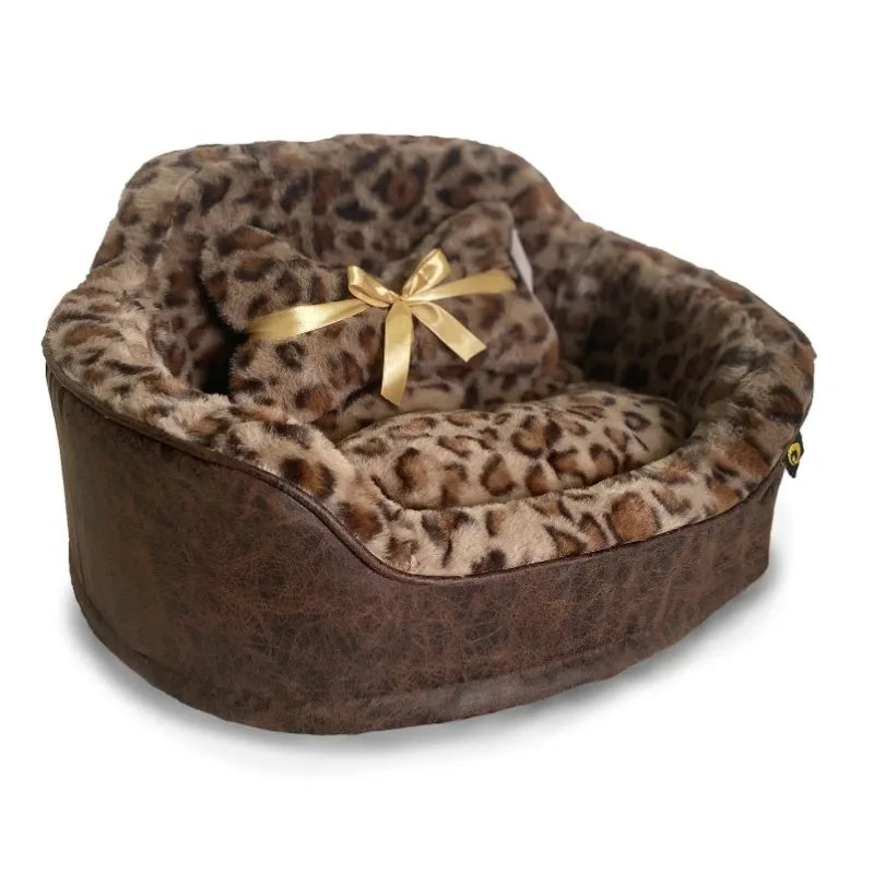 Leopard Princess Cat Dog Bed - Small