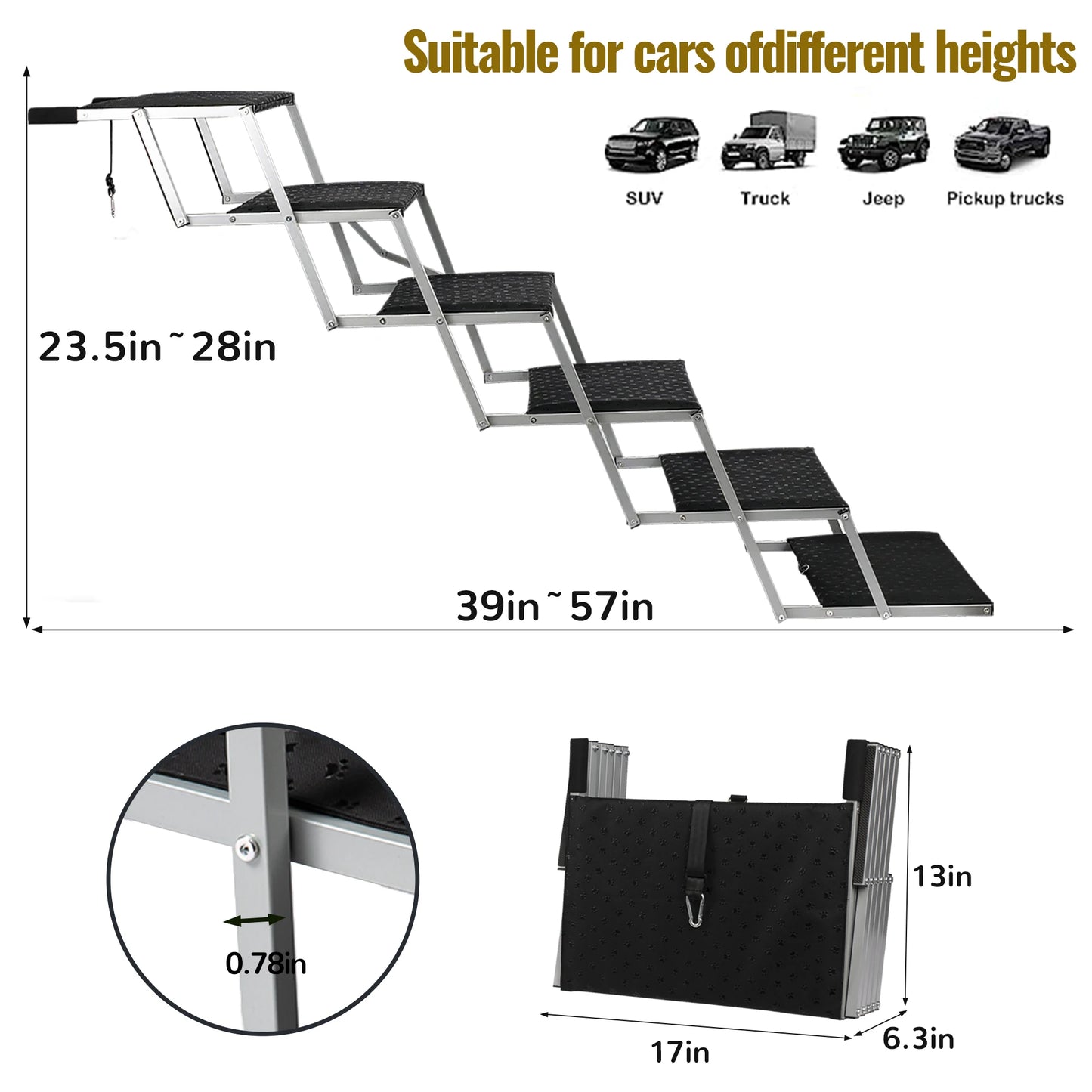 Adjustable Foldable Dog Stairs Set