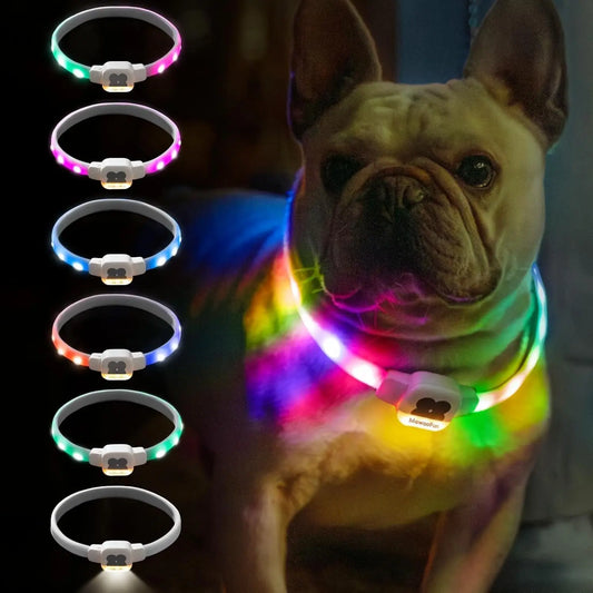 USB Rechargeable Glow in The Dark Waterproof Dog Necklace