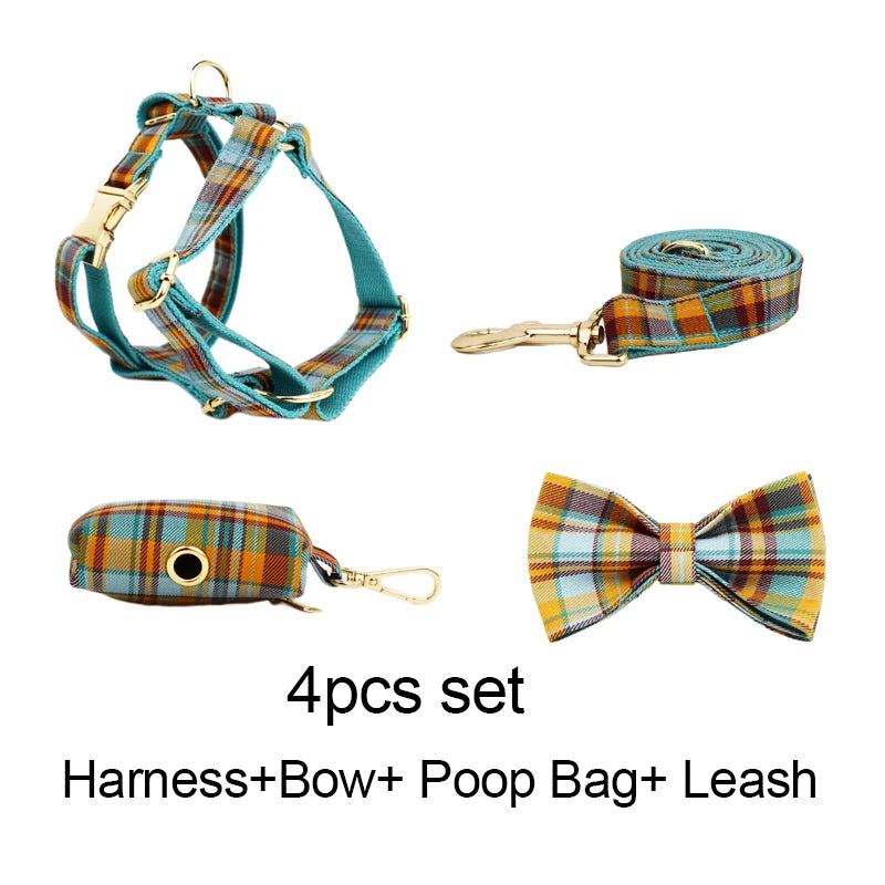 Dog Collar Leashes Harness Bow Set