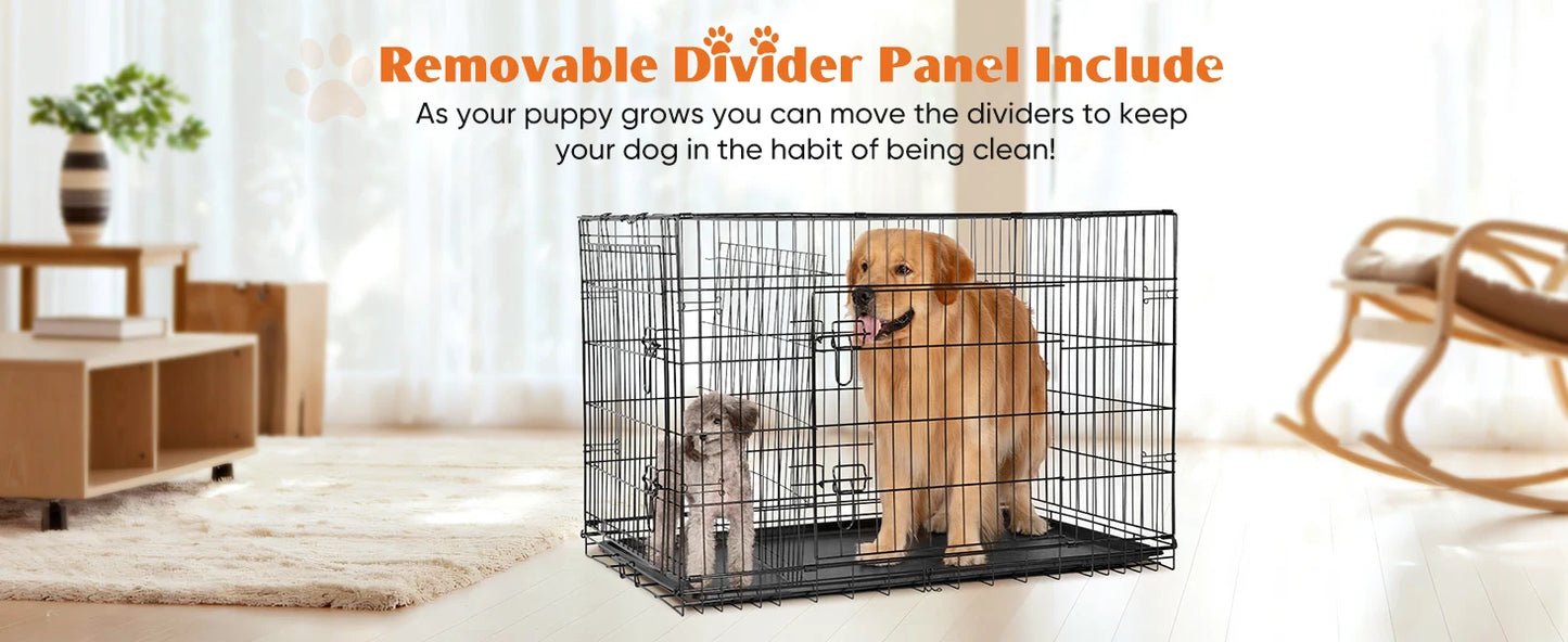 48 Inch Double Door Folding Metal Wire Dog Kennel