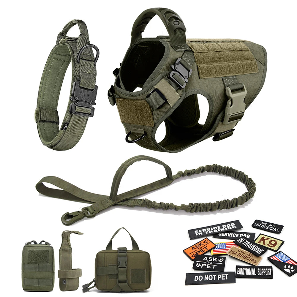 Military Dog Harness Collar Leash