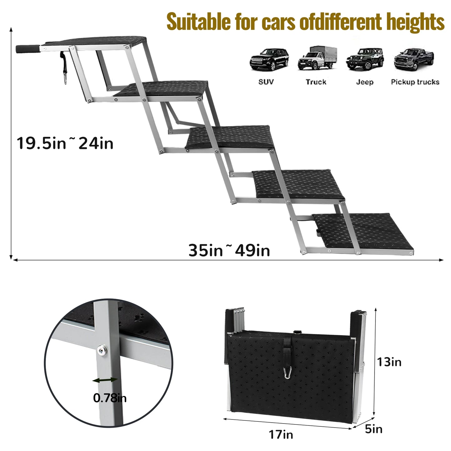 Adjustable Foldable Dog Stairs Set