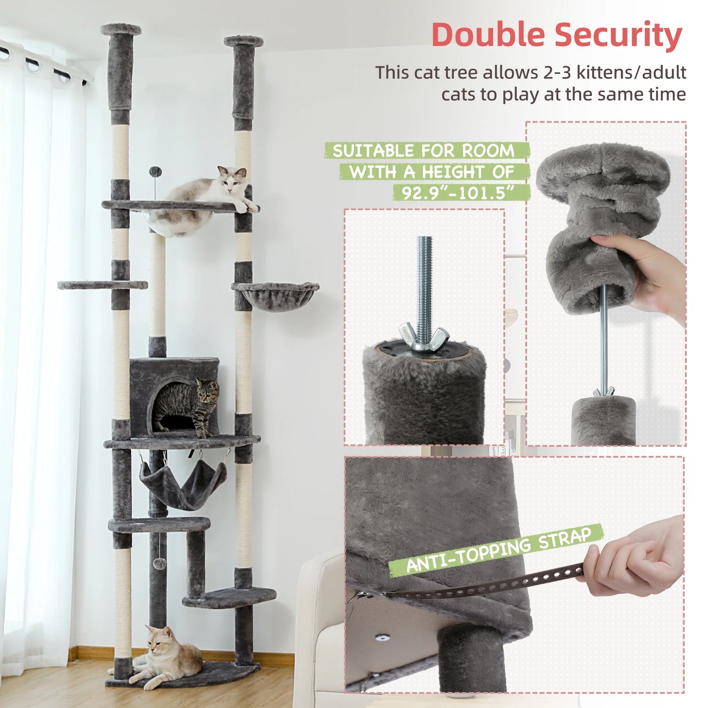 Floor to Ceiling Cat Tree Adjustable