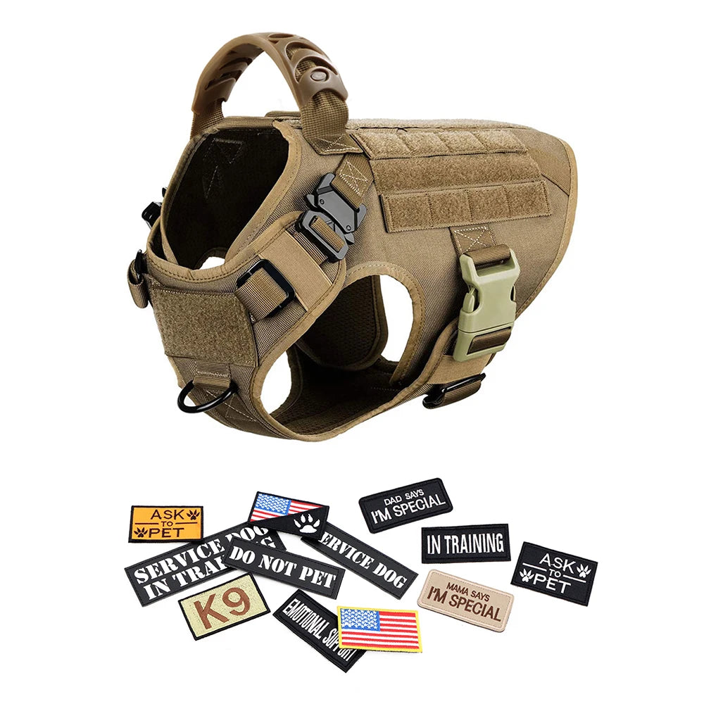 Military Dog Harness Collar Leash