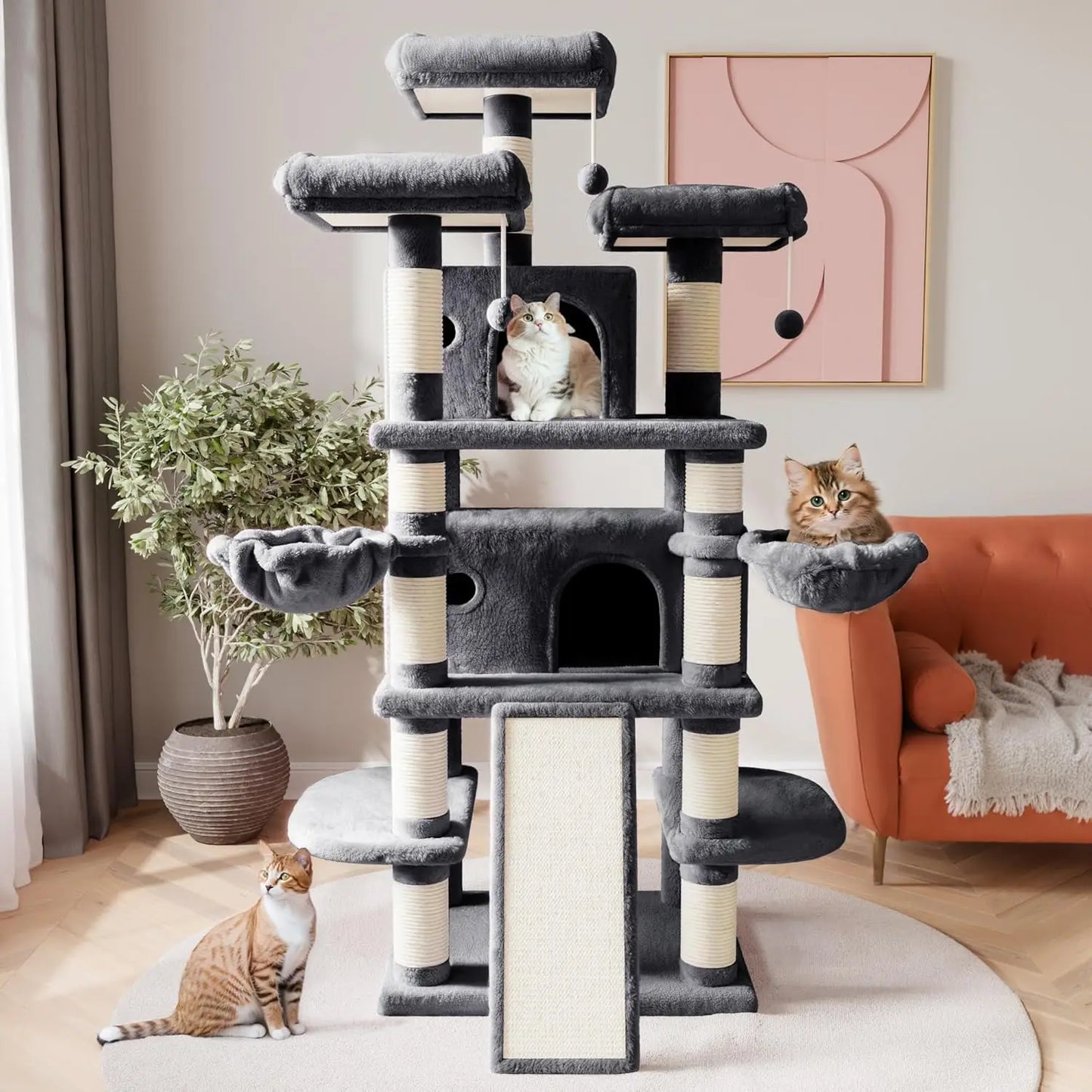 Large Cats/Big Tower with Cat Condo/Cozy Plush  Perches/Sisal Scratch