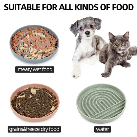 Dog Cat Pet Slow Food Bowl, Anti-Slip