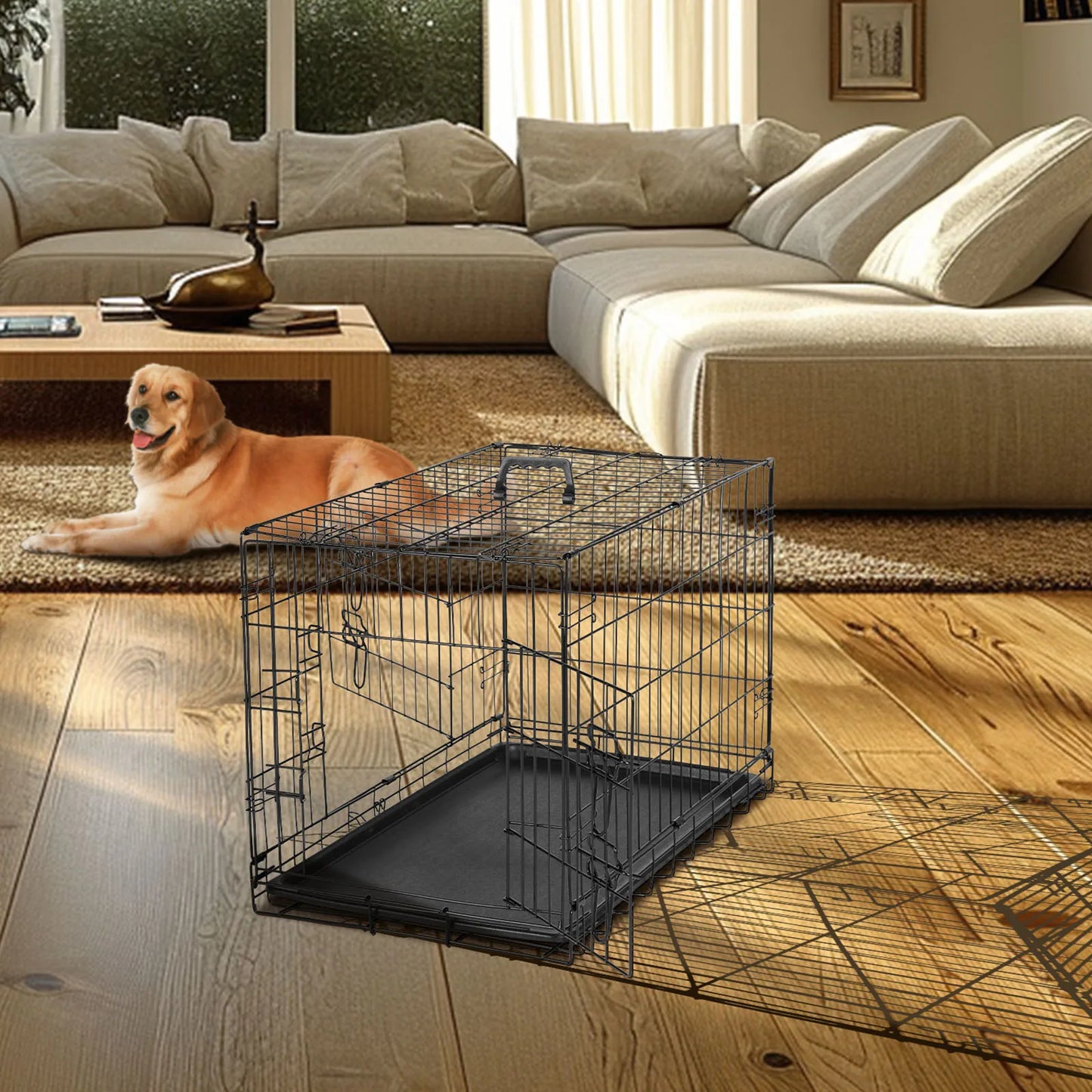 48 Inch Double Door Folding Metal Wire Dog Kennel