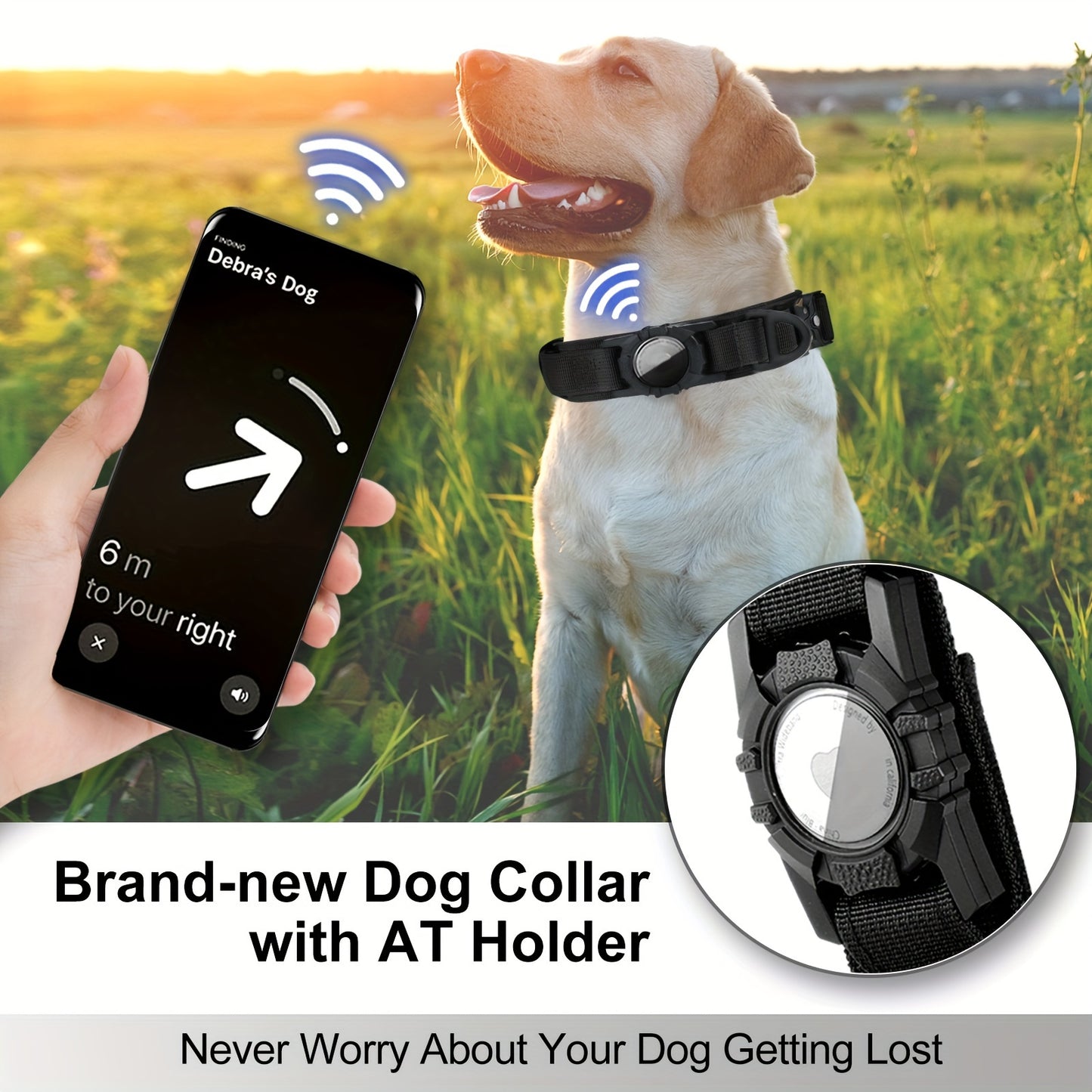 Tactical Nylon Dog Collar with GPS Holde